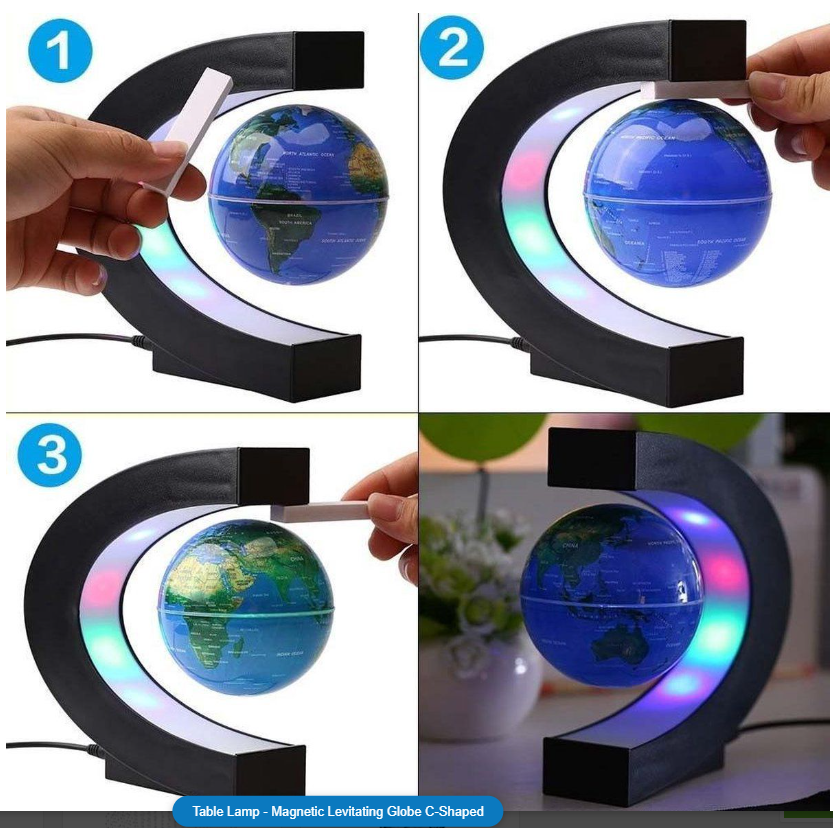 Decorative Table Lamp - Magnetic Levitating Globe C-Shaped