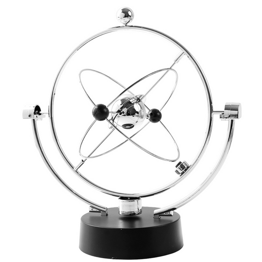 Perpetual Motion Kinetic Orbital Desk Sculpture - Silver