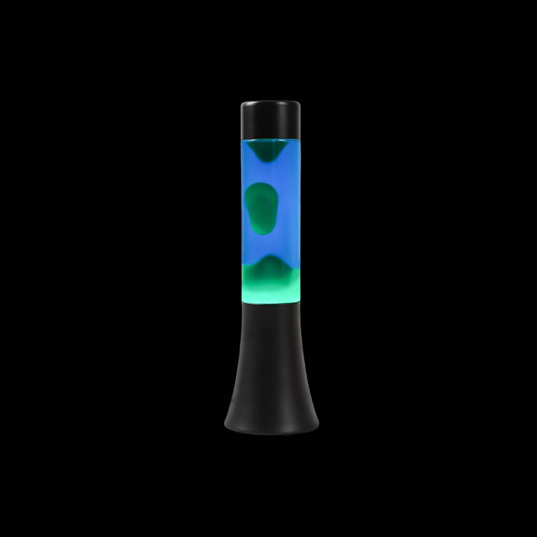 Lava Lamp 30 cm with Black Base, Green Liquid and Yellow Wax